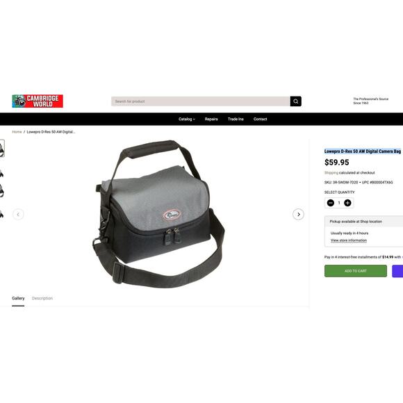 Lowepro D-Res 50 AW Digital Camera Bag video DLSR digital Travel Weatherproof EC - Picture 8 of 16